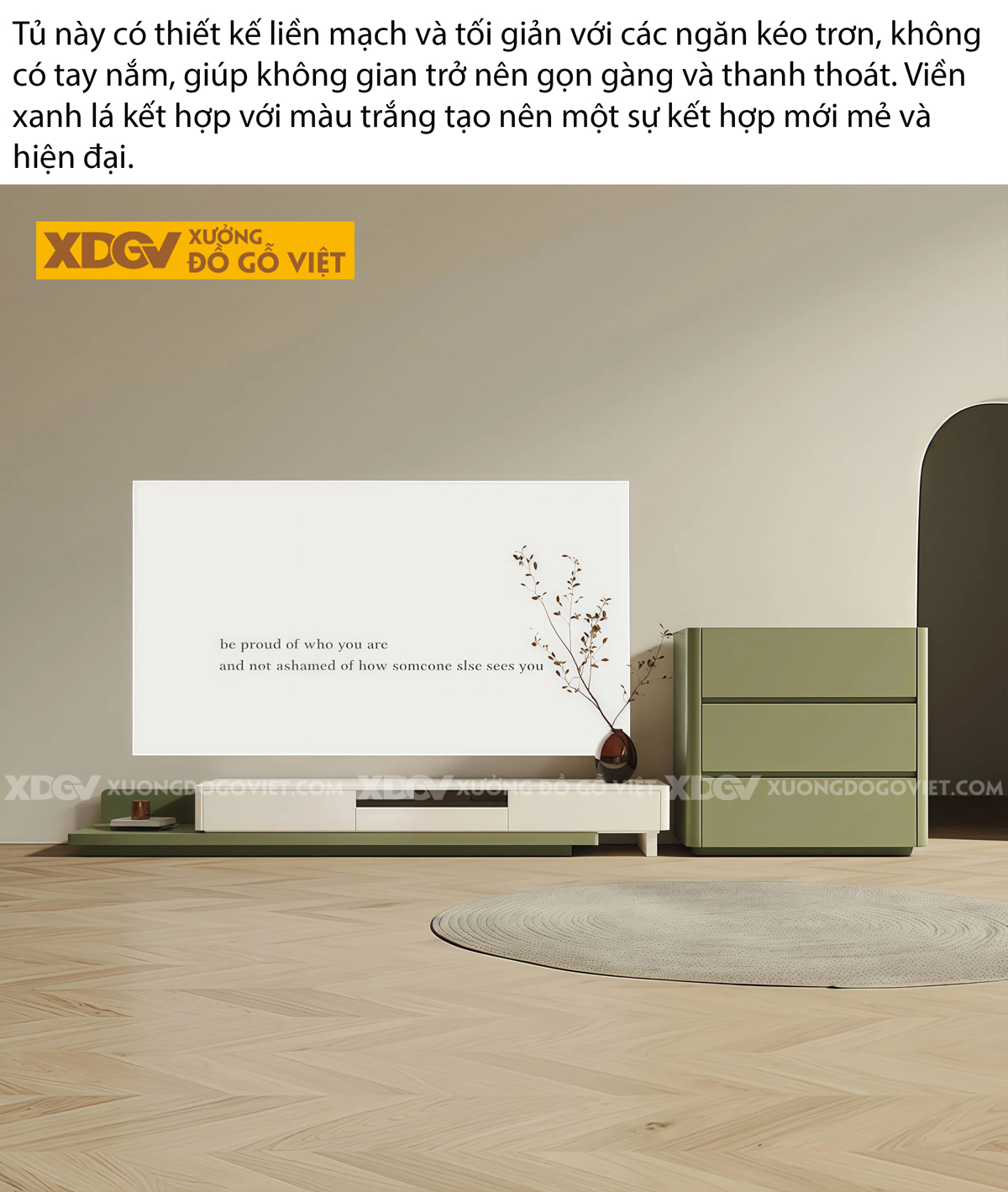 Mẫu Kệ Để Tivi Phòng Khách Gỗ MDF Bo Cạnh Tinh Tế Mềm Mại