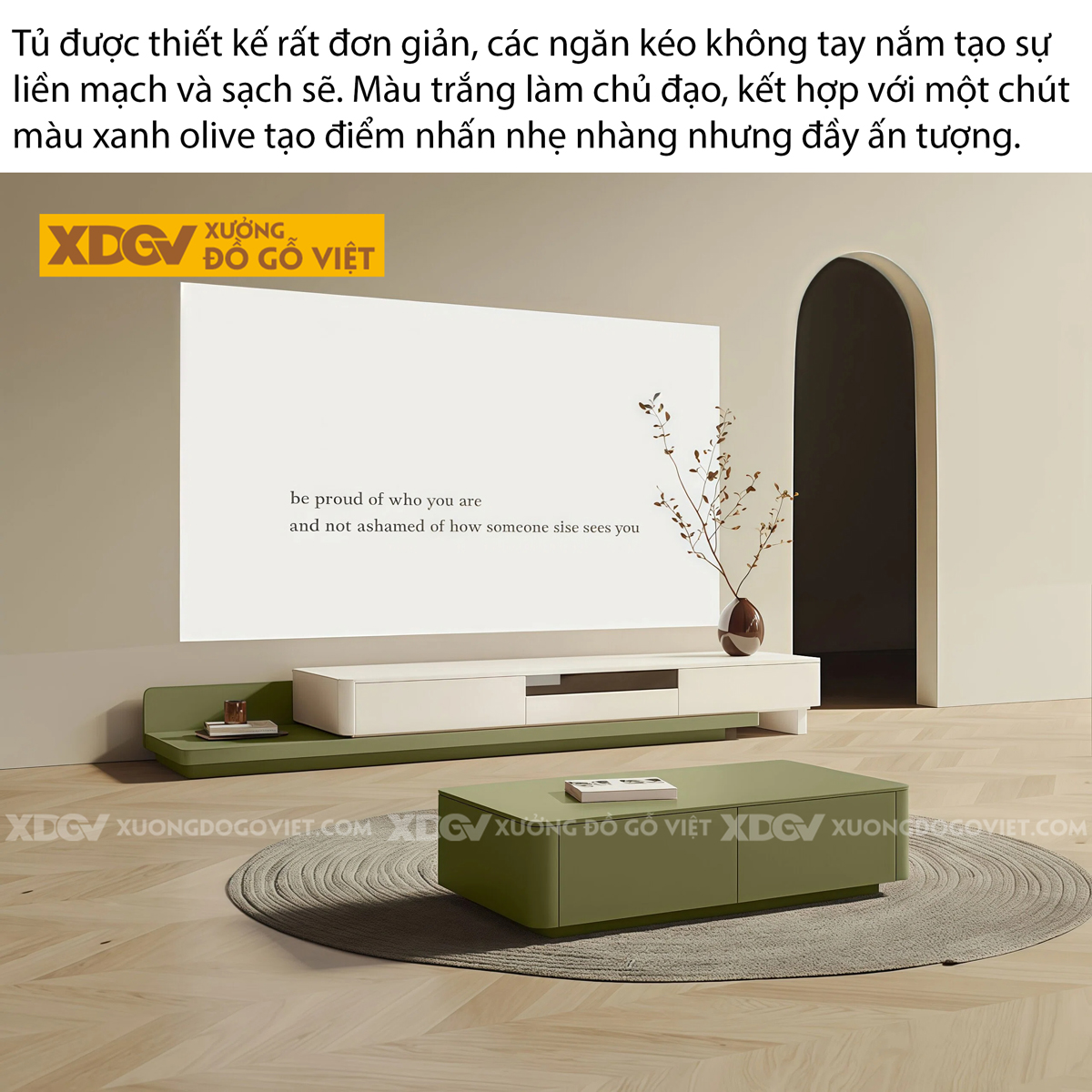 Mẫu Kệ Để Tivi Phòng Khách Gỗ MDF Bo Cạnh Tinh Tế Mềm Mại