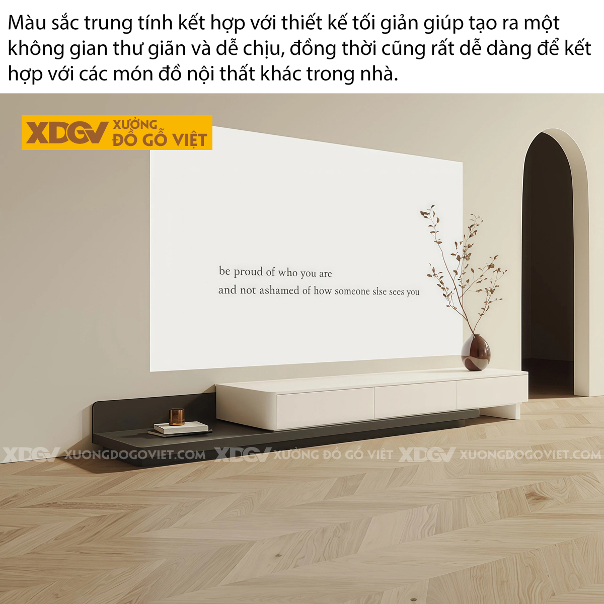 Mẫu Kệ Để Tivi Phòng Khách Gỗ MDF Bo Cạnh Tinh Tế Mềm Mại