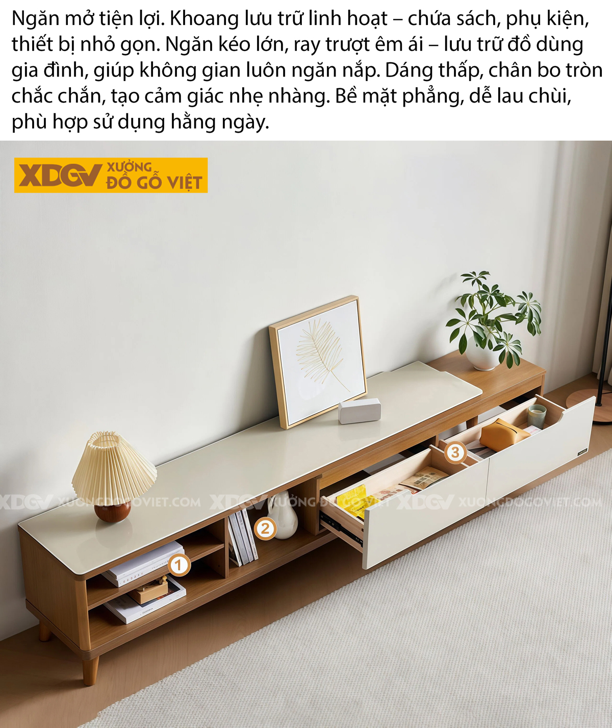 Mẫu Kệ Tivi Gỗ Công Nghiệp Thiết Kế Đẩy Trượt Không Tay Nắm