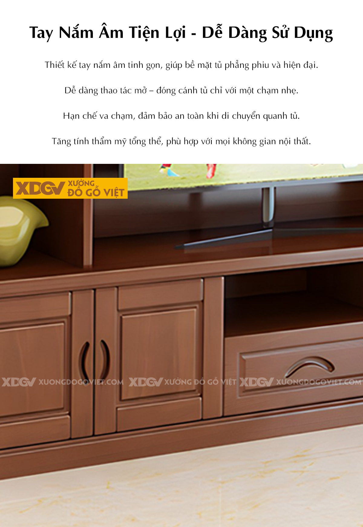 Mẫu Kệ Tivi Gỗ Sồi Mỹ Kết Hợp Tủ Nhiều Hộc Đựng Và Kệ Trên