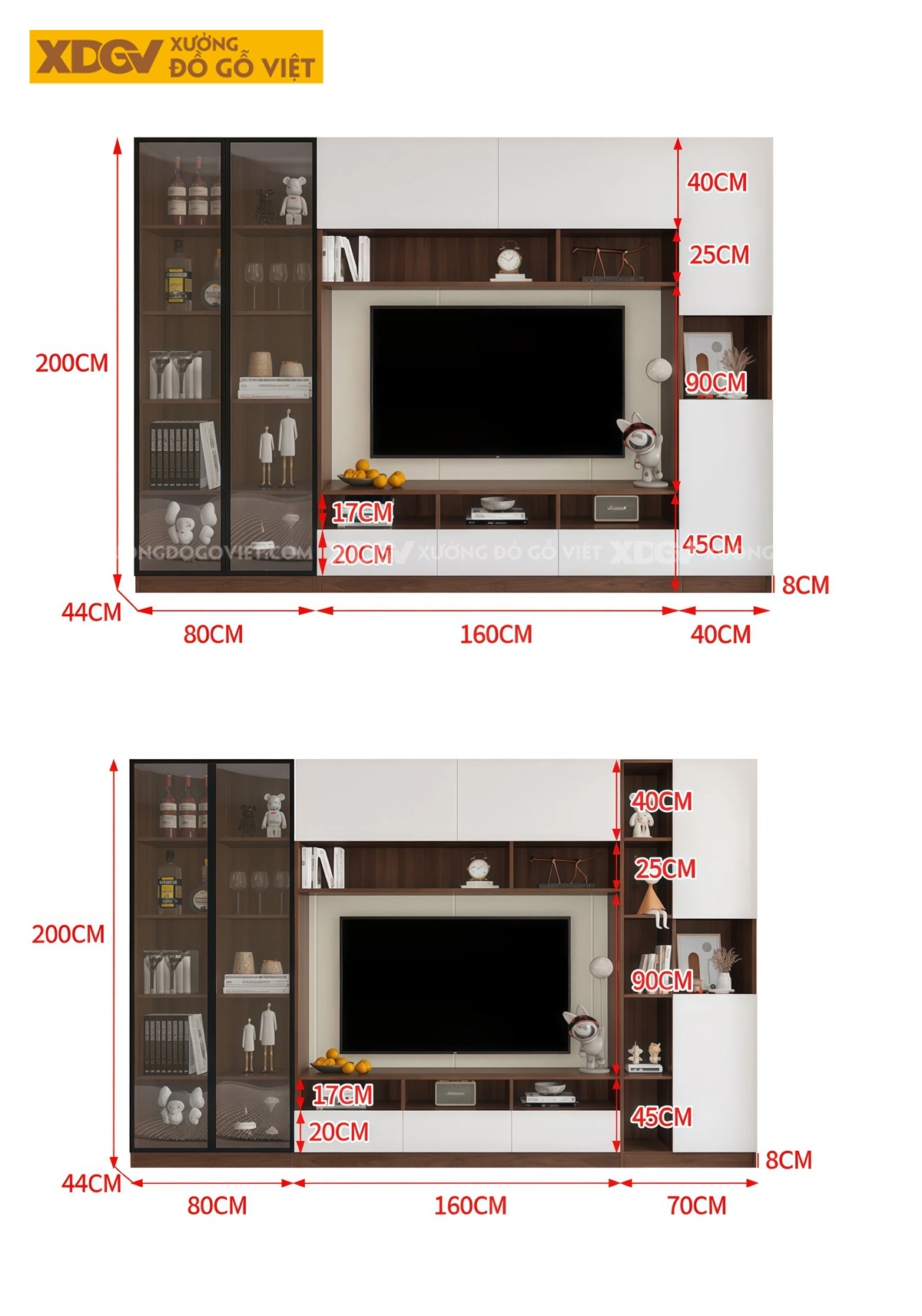 Mẫu Kệ Tivi Kết Hợp Tủ Gỗ MDF Đa Tầng Kính Cường Lực Bền Bỉ