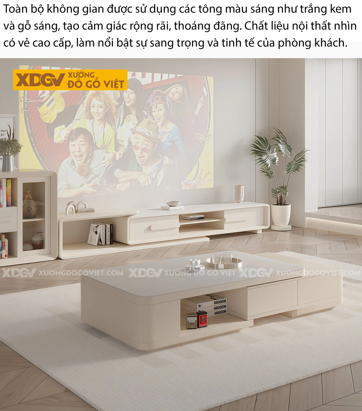 Mẫu Kệ Tivi Trưng Bày Gỗ Cao Su Thiết Kế Chân Tròn Độc Đáo