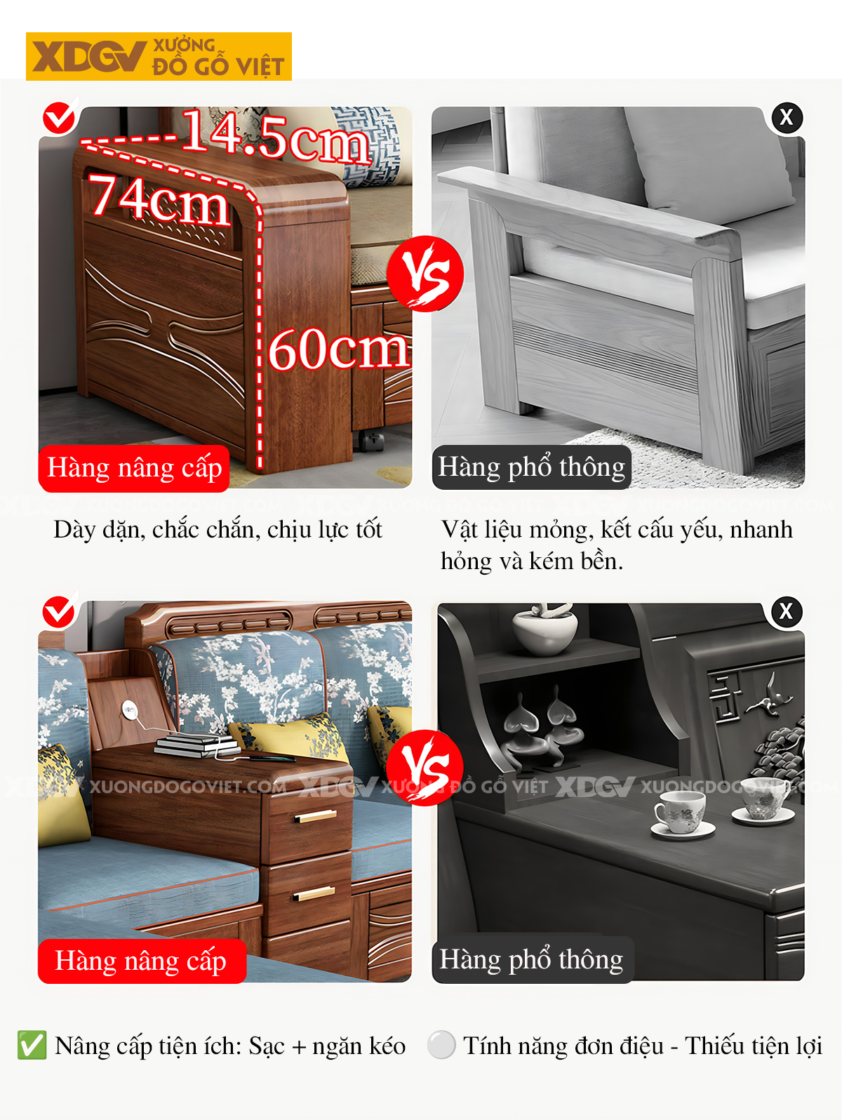 Mẫu Nội Thất Sofa Phòng Khách Ghế Dài Mở Rộng Linh Hoạt