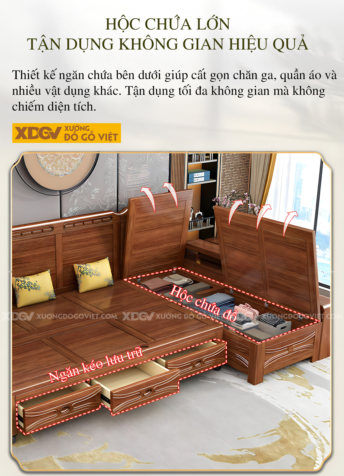 Mẫu Nội Thất Sofa Phòng Khách Ghế Dài Mở Rộng Linh Hoạt