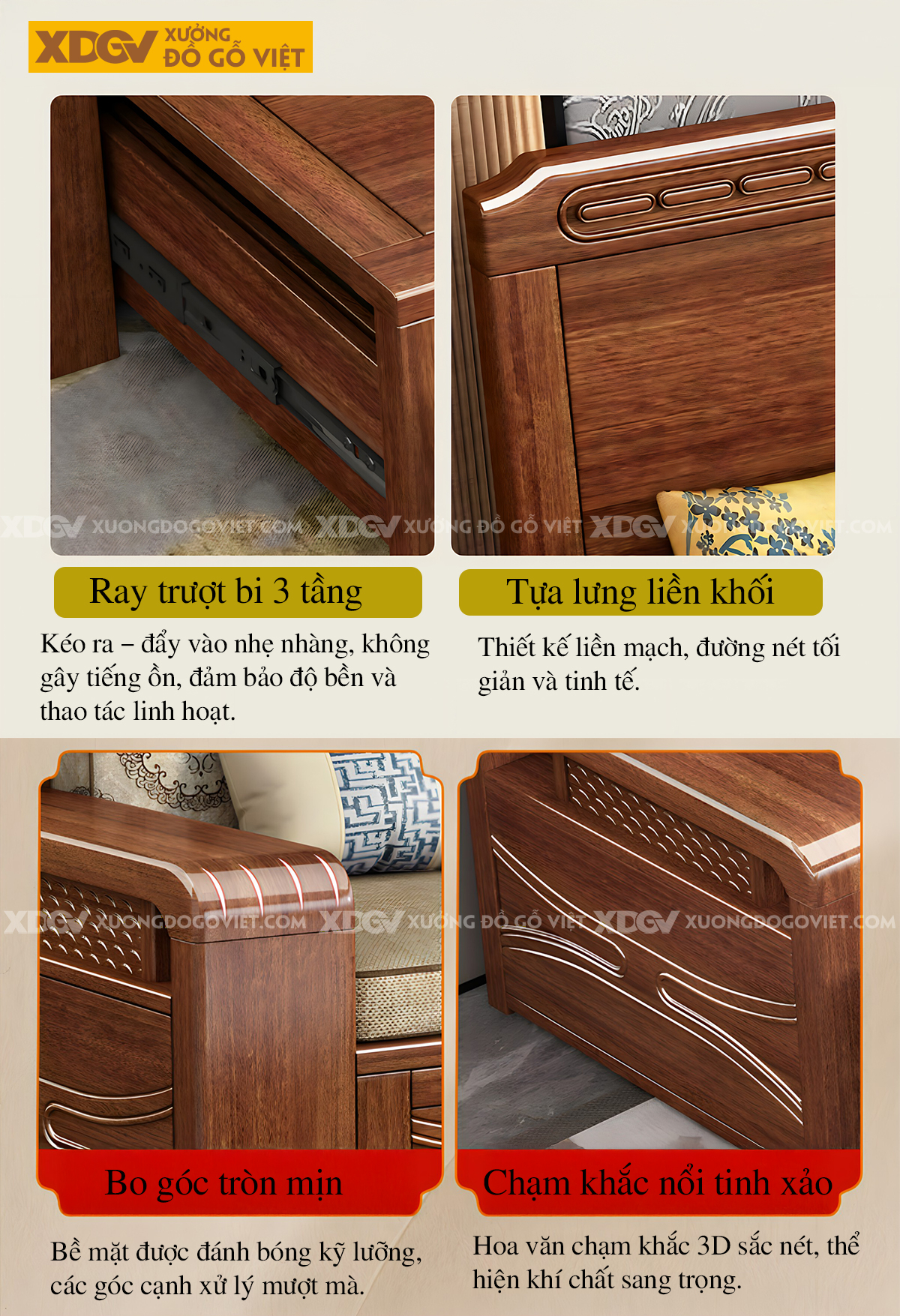 Mẫu Nội Thất Sofa Phòng Khách Ghế Dài Mở Rộng Linh Hoạt