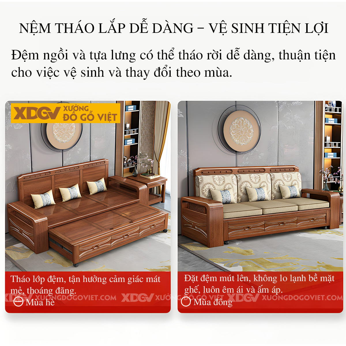 Mẫu Nội Thất Sofa Phòng Khách Ghế Dài Mở Rộng Linh Hoạt