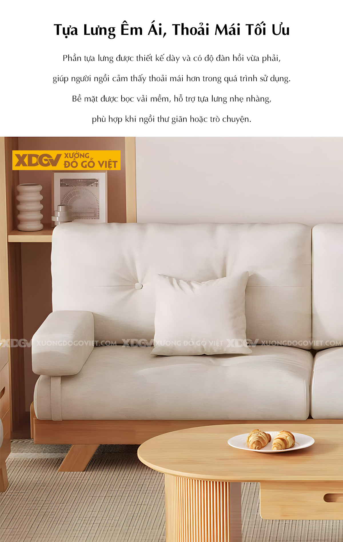 Mẫu Sofa Cao Su Bọc Nệm Dày Tay Ngăn Kéo Bên Hông Tiện Lợi