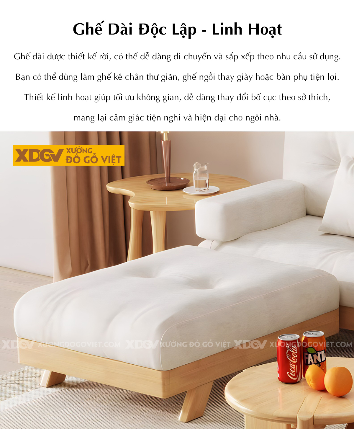 Mẫu Sofa Cao Su Bọc Nệm Dày Tay Ngăn Kéo Bên Hông Tiện Lợi