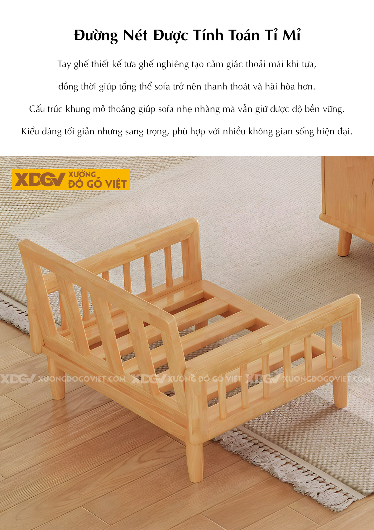 Mẫu Sofa Cao Su Hiện Đại Khung Nan Gỗ Bọc Nệm Dày Cao Cấp