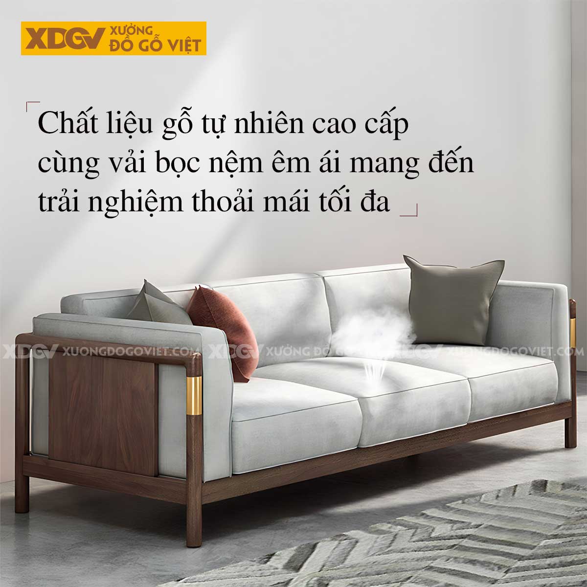 Mẫu Sofa Gỗ Lim Hiện Đại Tựa Nan Mỏng Bọc Nệm Cao Cấp