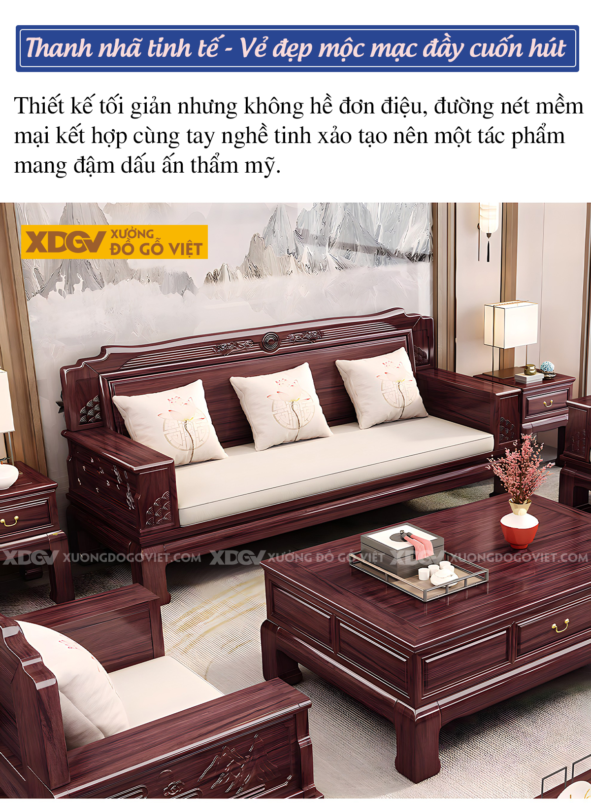 Mẫu Sofa Gỗ Lim Phòng Khách Chạm Khắc Tinh Tế Sang Trọng
