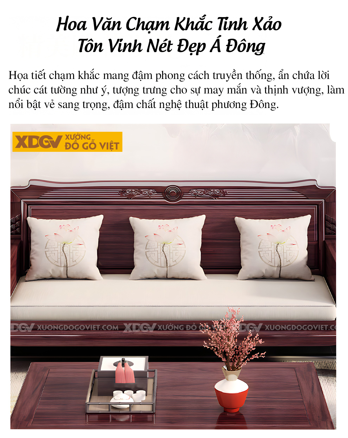 Mẫu Sofa Gỗ Lim Phòng Khách Chạm Khắc Tinh Tế Sang Trọng