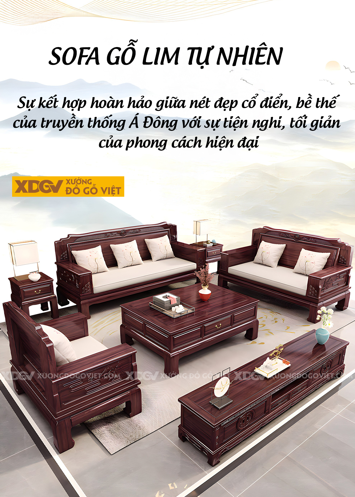 Mẫu Sofa Gỗ Lim Phòng Khách Chạm Khắc Tinh Tế Sang Trọng