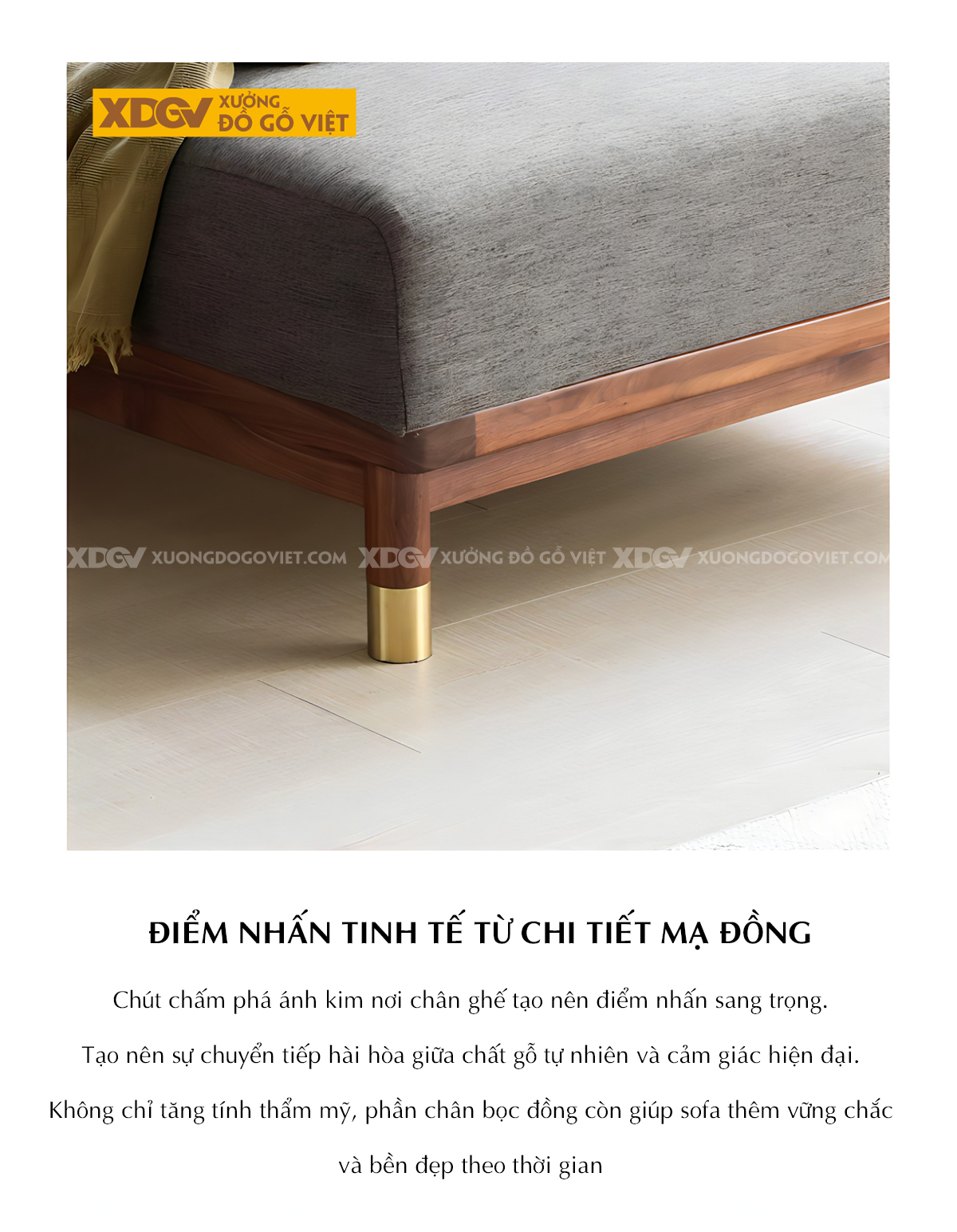 Mẫu Sofa Gỗ Sồi Phòng Khách Bọc Nệm Xám Dày Cao Cấp