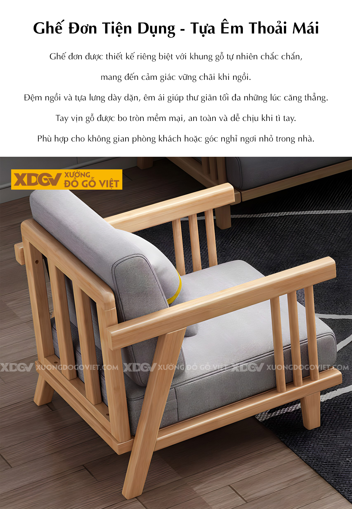 Mẫu Sofa Hiện Đại Chân Thấp Khung Nan Vát Cạnh Bọc Nệm Đẹp