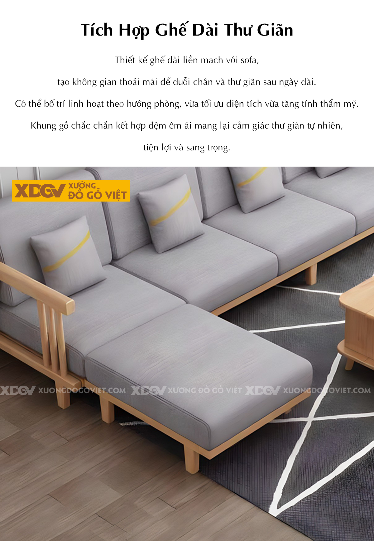 Mẫu Sofa Hiện Đại Chân Thấp Khung Nan Vát Cạnh Bọc Nệm Đẹp