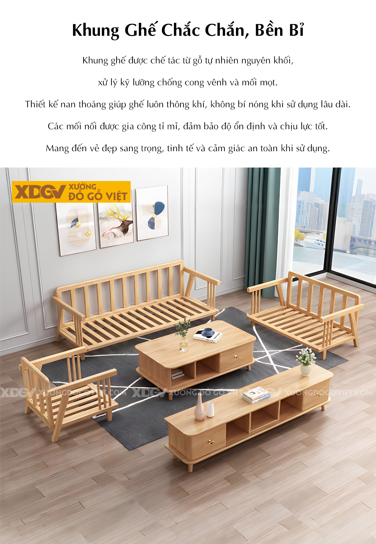 Mẫu Sofa Hiện Đại Chân Thấp Khung Nan Vát Cạnh Bọc Nệm Đẹp