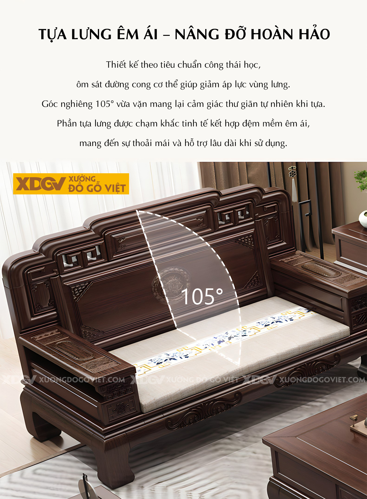 Mẫu Sofa Óc Chó Cổ Điển Á Đông Sang Trọng Chạm Khắc Tinh Xảo