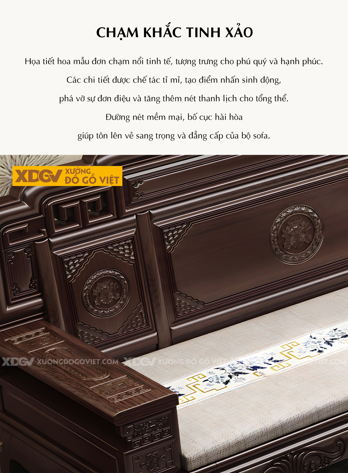Mẫu Sofa Óc Chó Cổ Điển Á Đông Sang Trọng Chạm Khắc Tinh Xảo