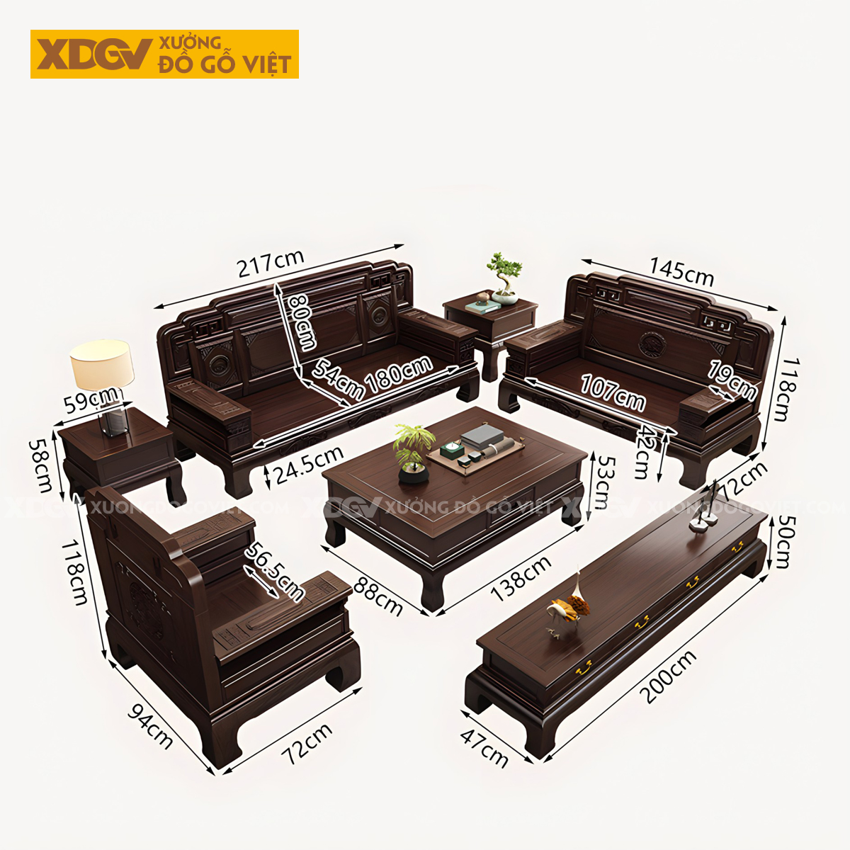 Mẫu Sofa Óc Chó Cổ Điển Á Đông Sang Trọng Chạm Khắc Tinh Xảo