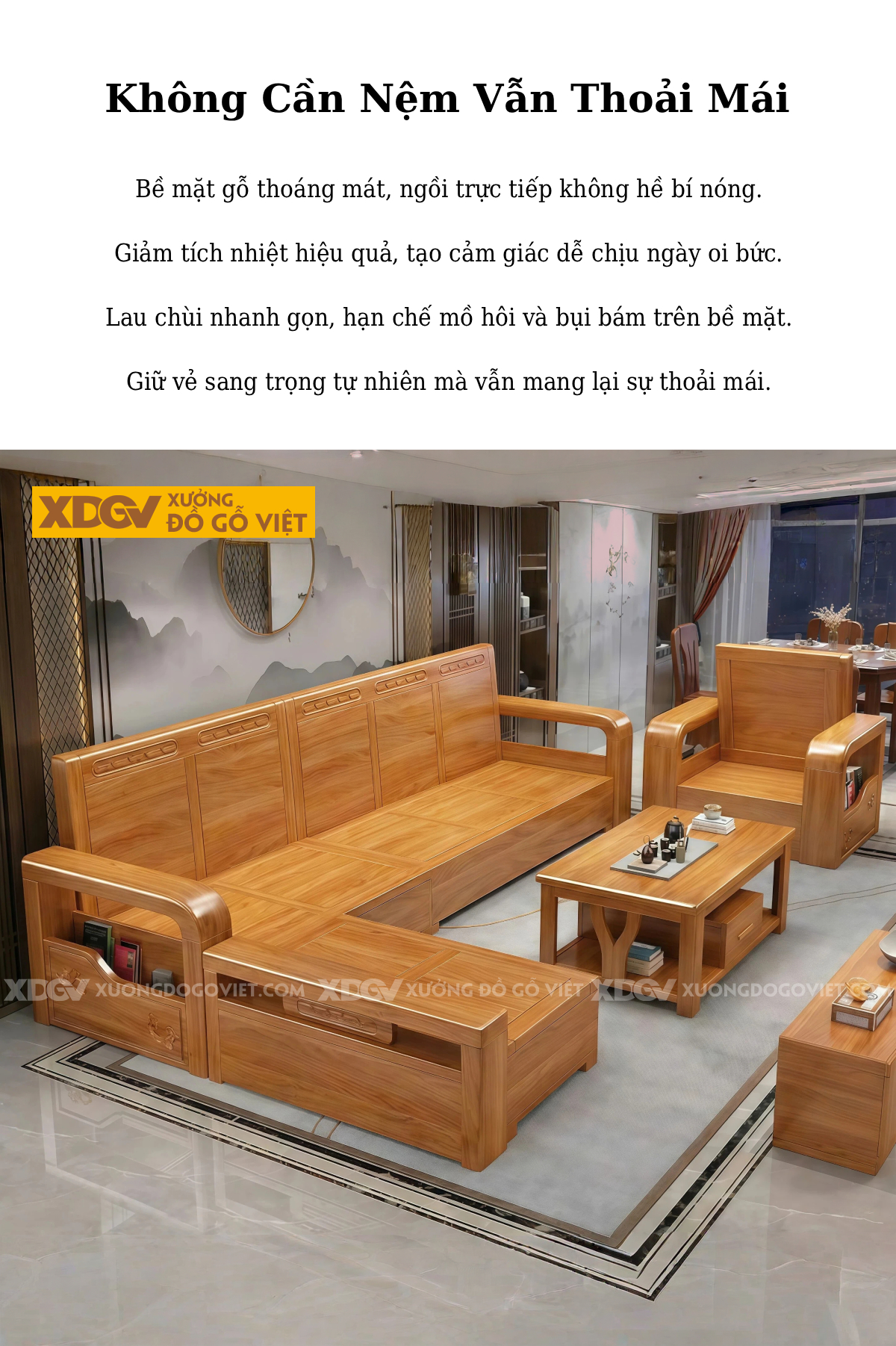 Mẫu Sofa Phòng Khách Gỗ Gõ Đỏ Á Đông Tay Vịn Lưu Trữ Bo Cong