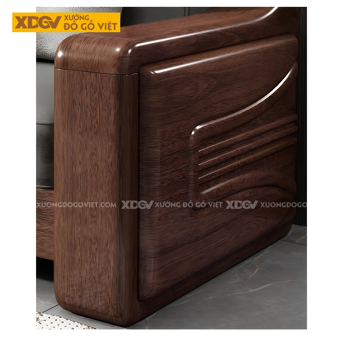Mẫu Sofa Phòng Khách Gỗ Lim Bo Góc Tay Bản To Kẻ Rãnh Đẹp