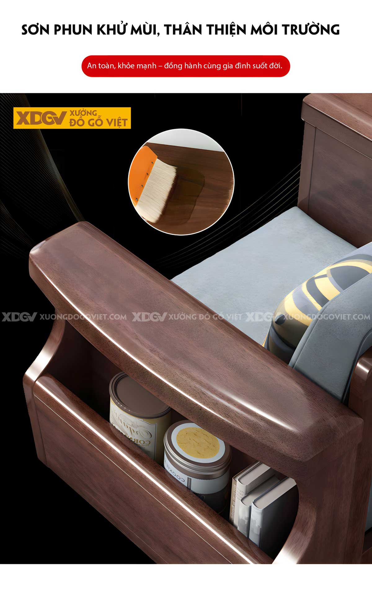 Mẫu Sofa Sồi Thịt Hiện Đại Tay Bề Thế Tích Hợp Hộc Để Đồ