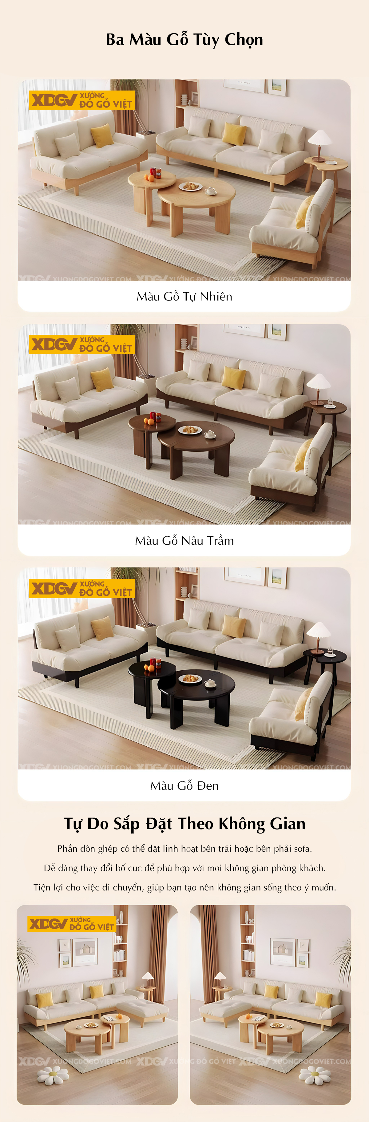 Mẫu Sofa Văng Phòng Khách Gỗ Cao Su Bọc Nệm Dài Cao Cấp