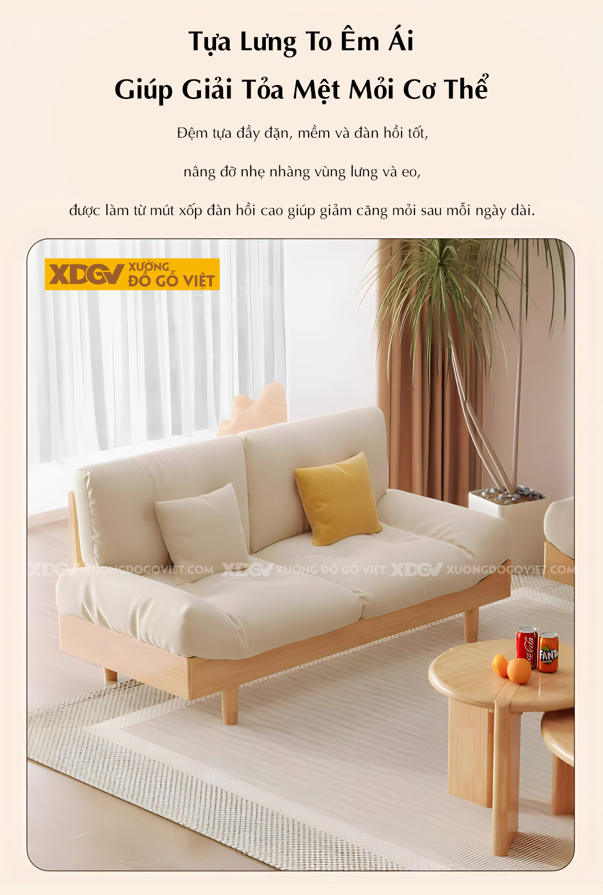 Mẫu Sofa Văng Phòng Khách Gỗ Cao Su Bọc Nệm Dài Cao Cấp