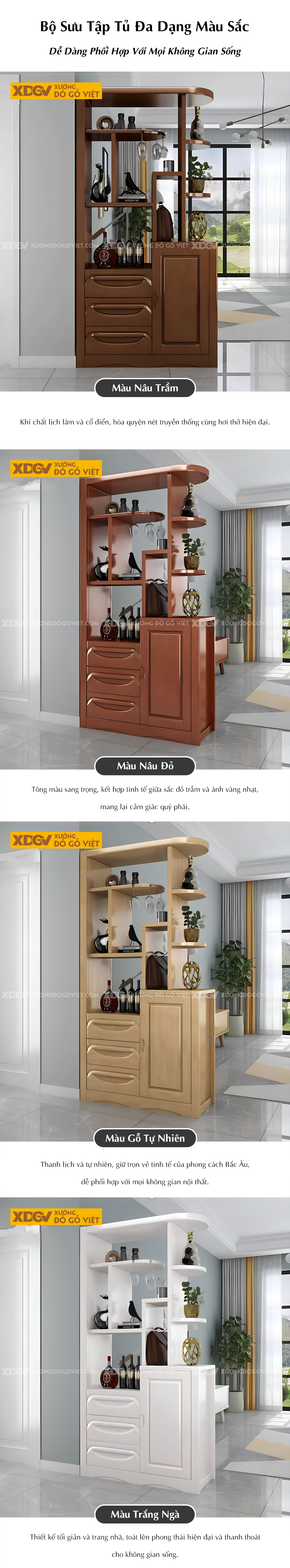 Mẫu Tủ Bảo Quản Rượu Gỗ Cao Su Đa Năng Đi Kèm 3 Ngăn Kéo Lớn