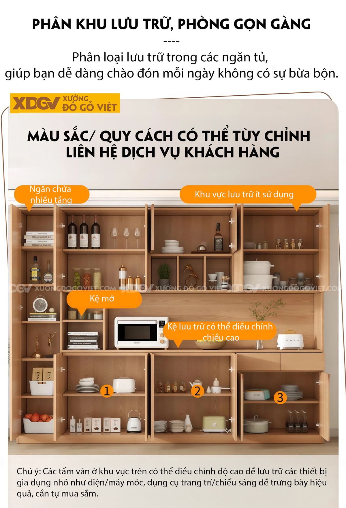 Mẫu Tủ Chén Bát Gỗ Veneer Sồi