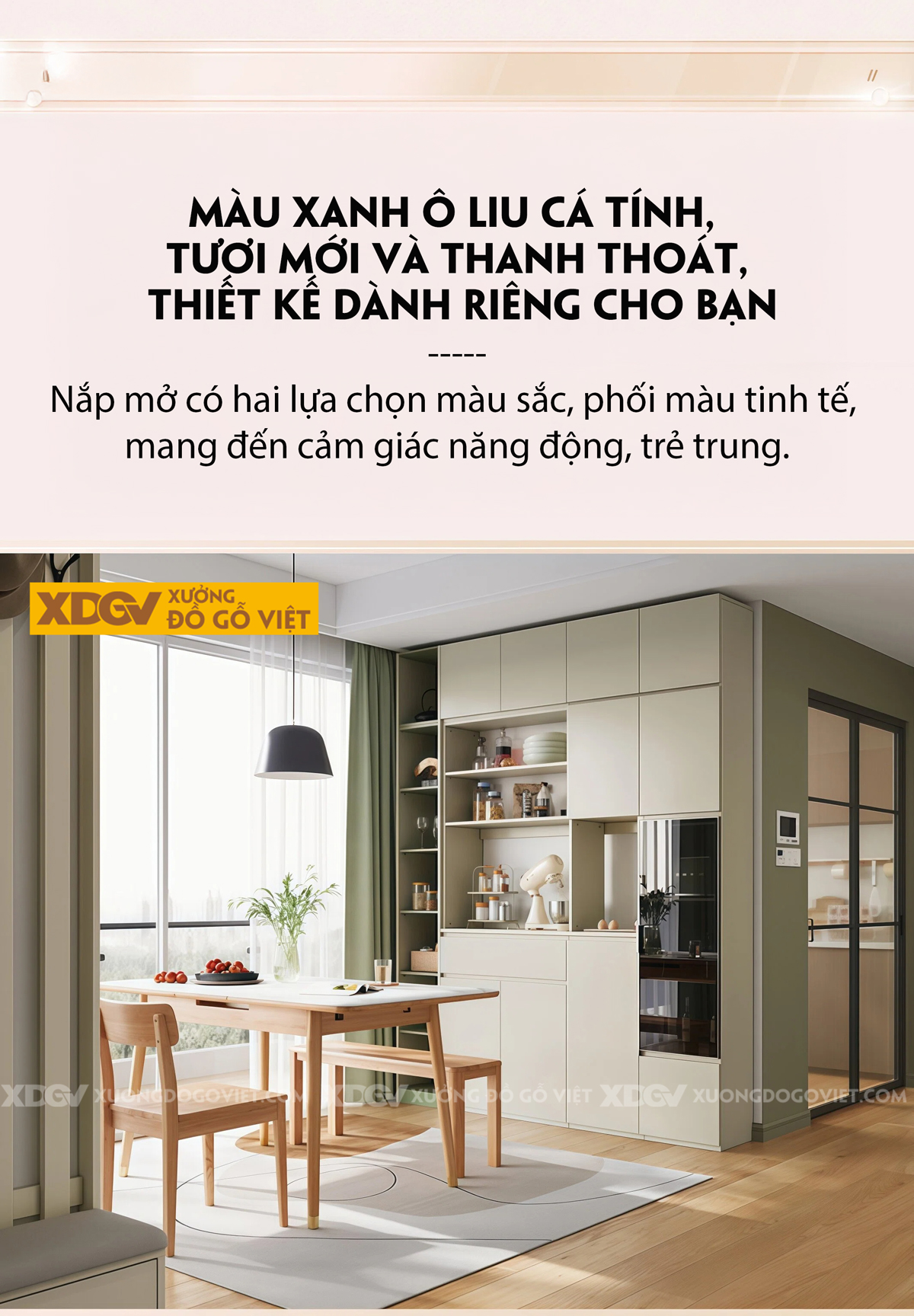 Mẫu Tủ Chén Bát Nhà Bếp Gỗ MDF Lưu Trữ Lớn Tối Ưu Diện Tích