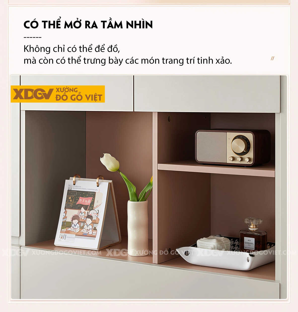 Mẫu Tủ Chén Bát Nhà Bếp Gỗ MDF Lưu Trữ Lớn Tối Ưu Diện Tích