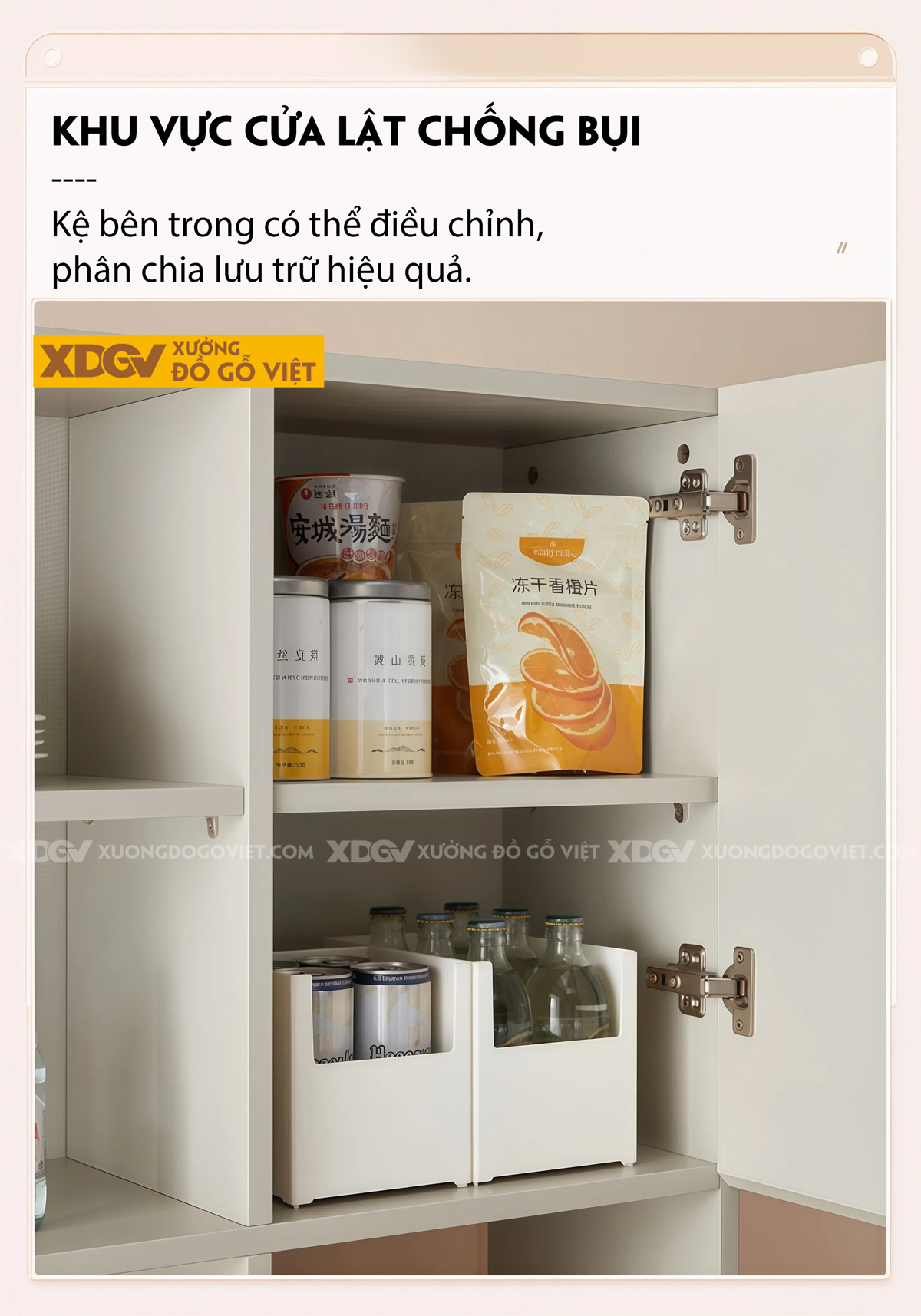 Mẫu Tủ Chén Bát Nhà Bếp Gỗ MDF Lưu Trữ Lớn Tối Ưu Diện Tích