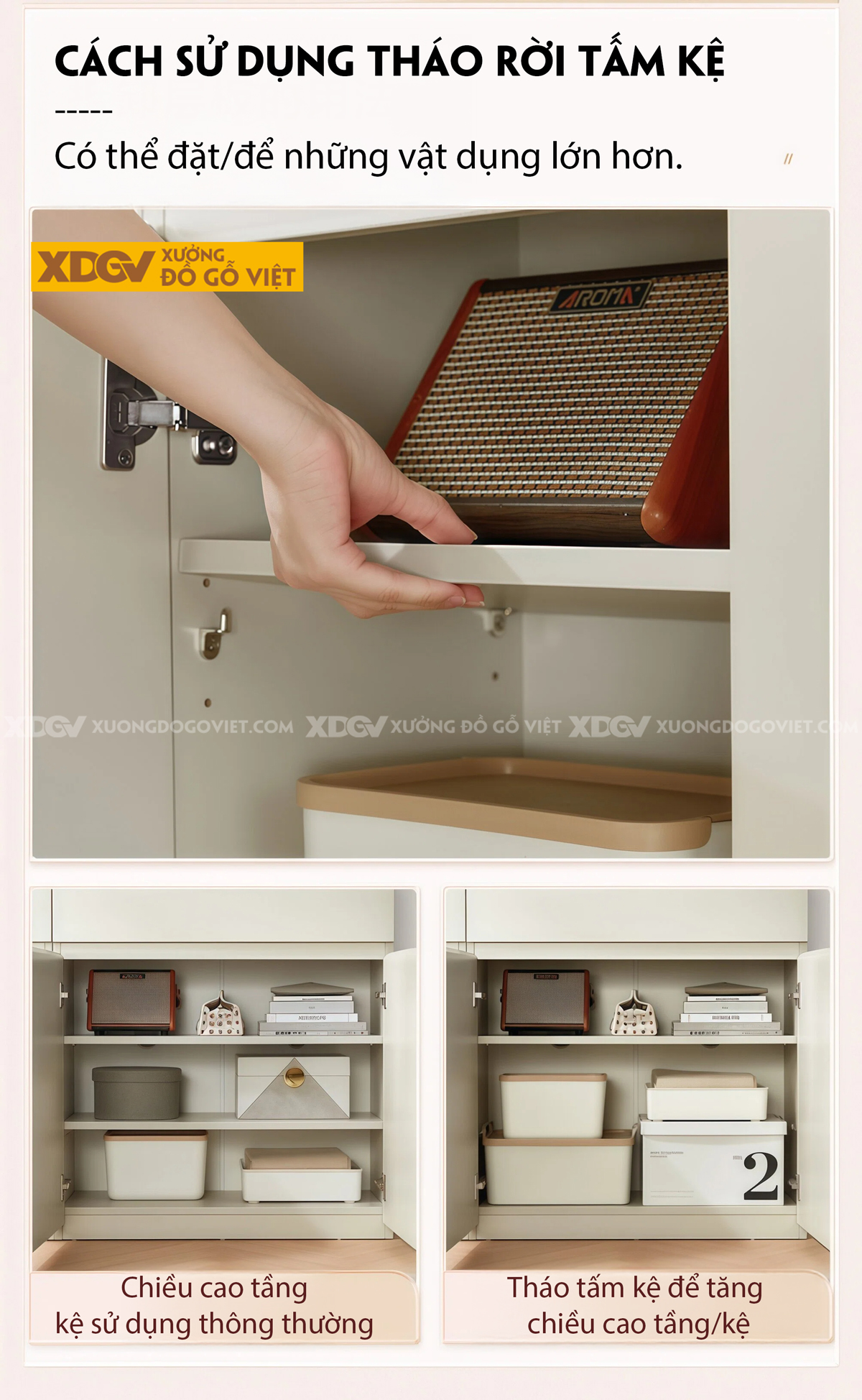 Mẫu Tủ Chén Bát Nhà Bếp Gỗ MDF Lưu Trữ Lớn Tối Ưu Diện Tích