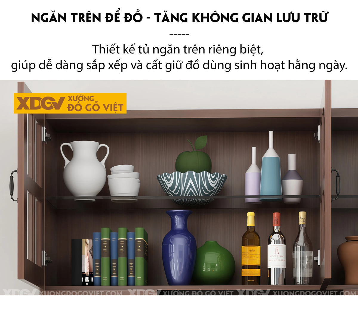 Mẫu Tủ Để Chén Bát Bắc Âu Gỗ Veneer Sồi Dáng Vuông Kịch Trần