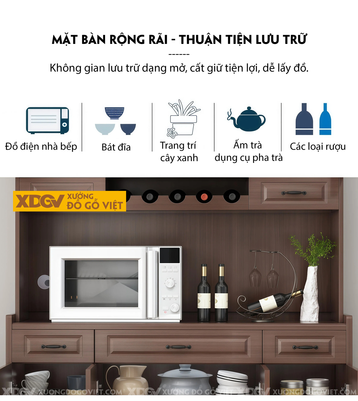 Mẫu Tủ Để Chén Bát Bắc Âu Gỗ Veneer Sồi Dáng Vuông Kịch Trần