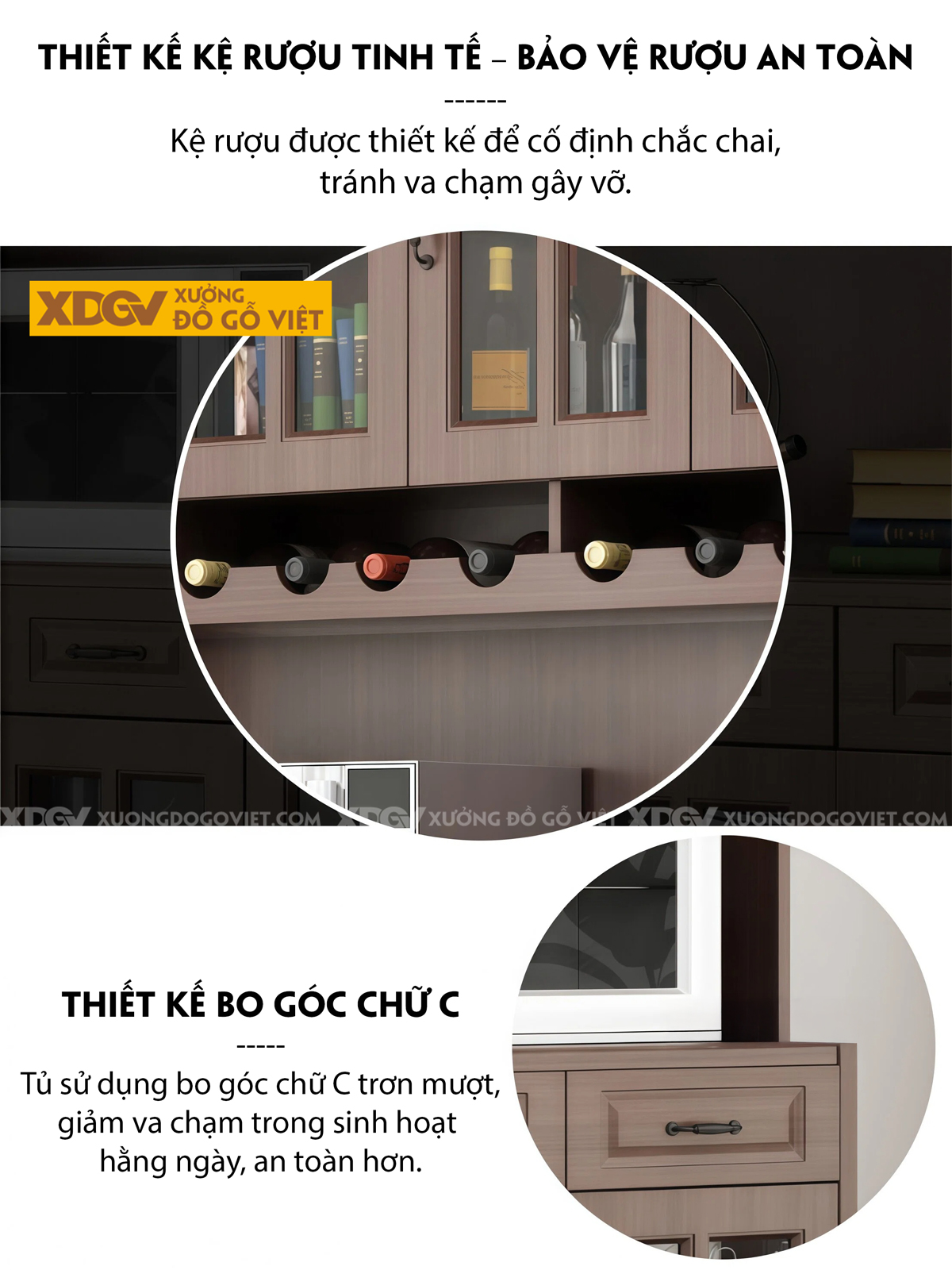 Mẫu Tủ Để Chén Bát Bắc Âu Gỗ Veneer Sồi Dáng Vuông Kịch Trần