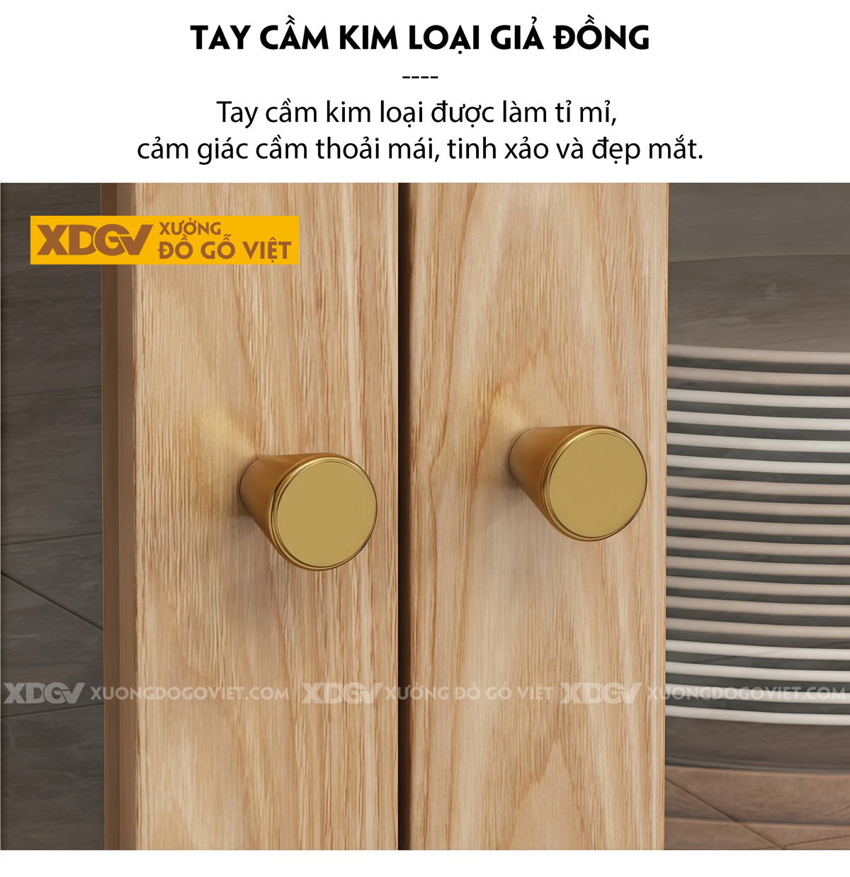 Mẫu Tủ Để Chén Bát Phòng Bếp Gỗ Sồi Dạng Hộp Phối Ngăn Kéo