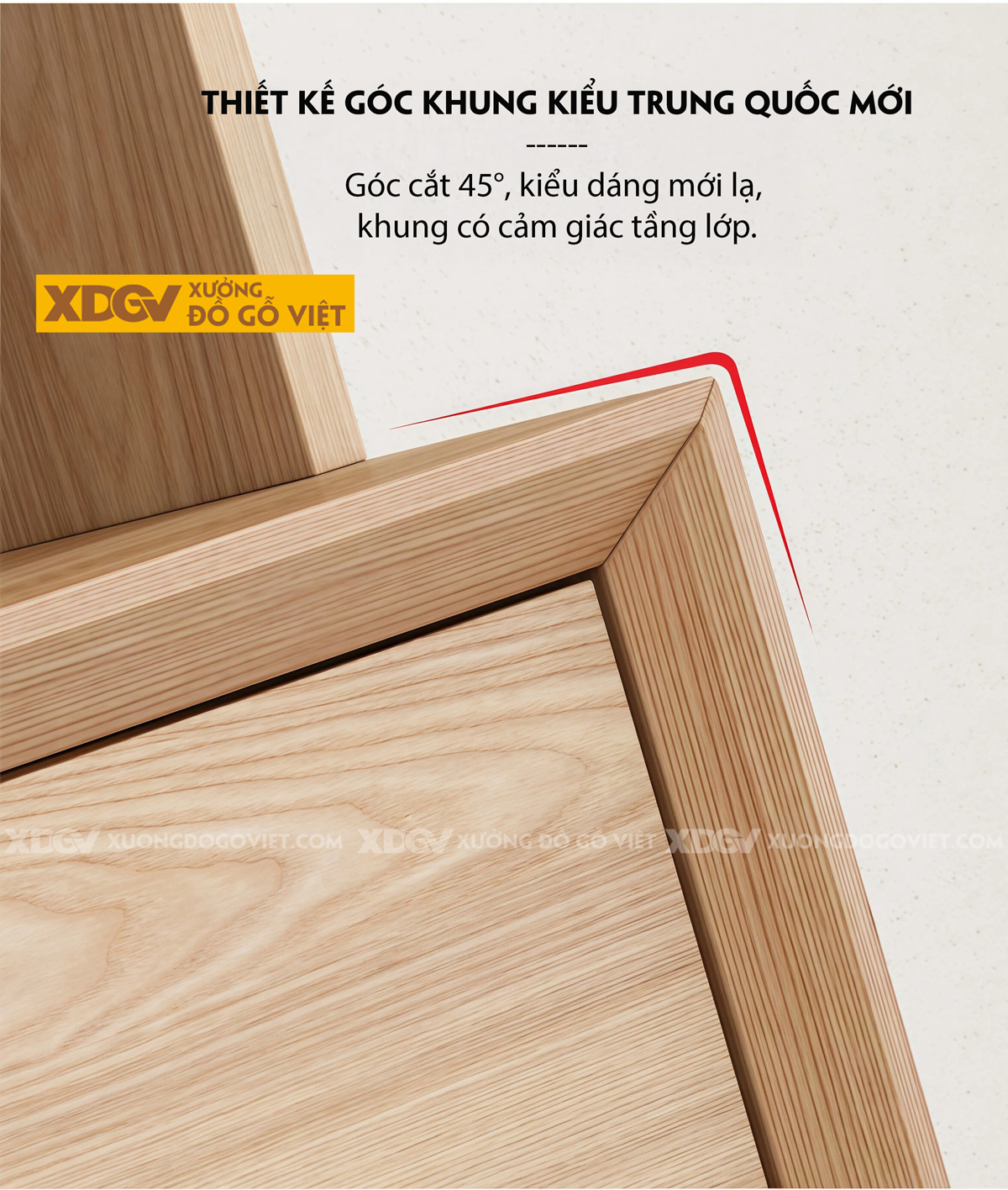 Mẫu Tủ Để Chén Bát Phòng Bếp Gỗ Sồi Dạng Hộp Phối Ngăn Kéo