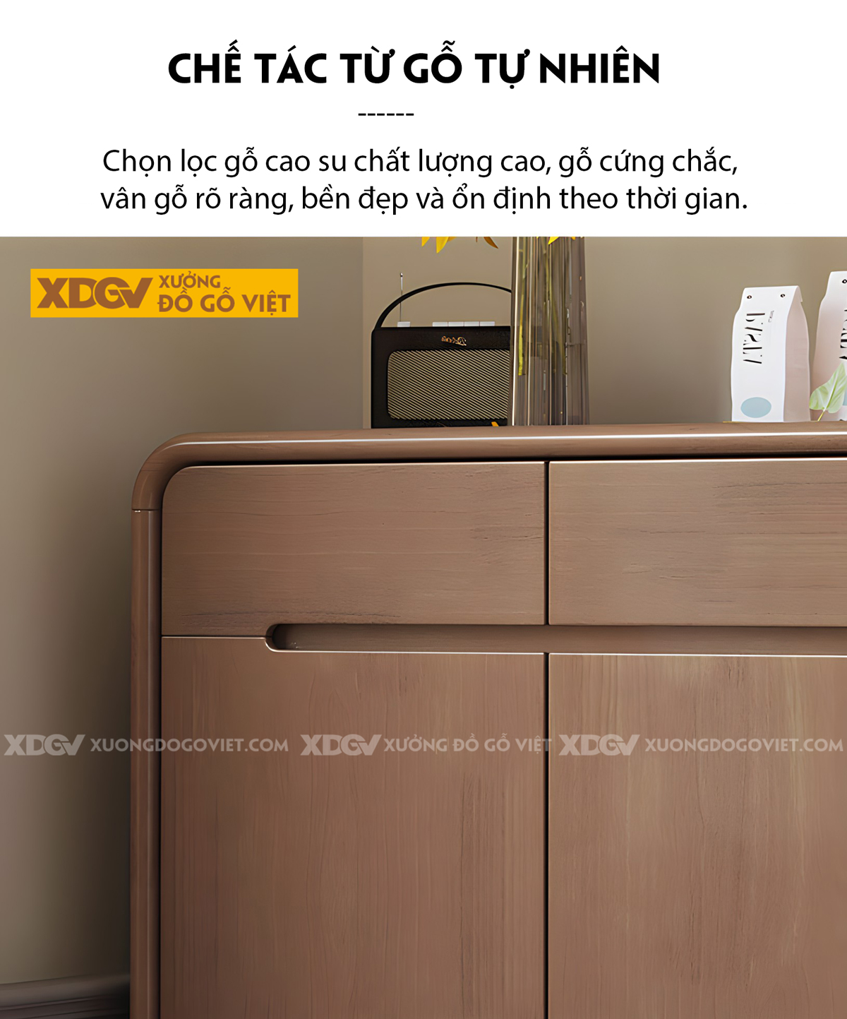 Mẫu Tủ Để Giày Gỗ Cao Su Bo Cạnh Mềm Mại Tay Nắm Âm Độc Đáo