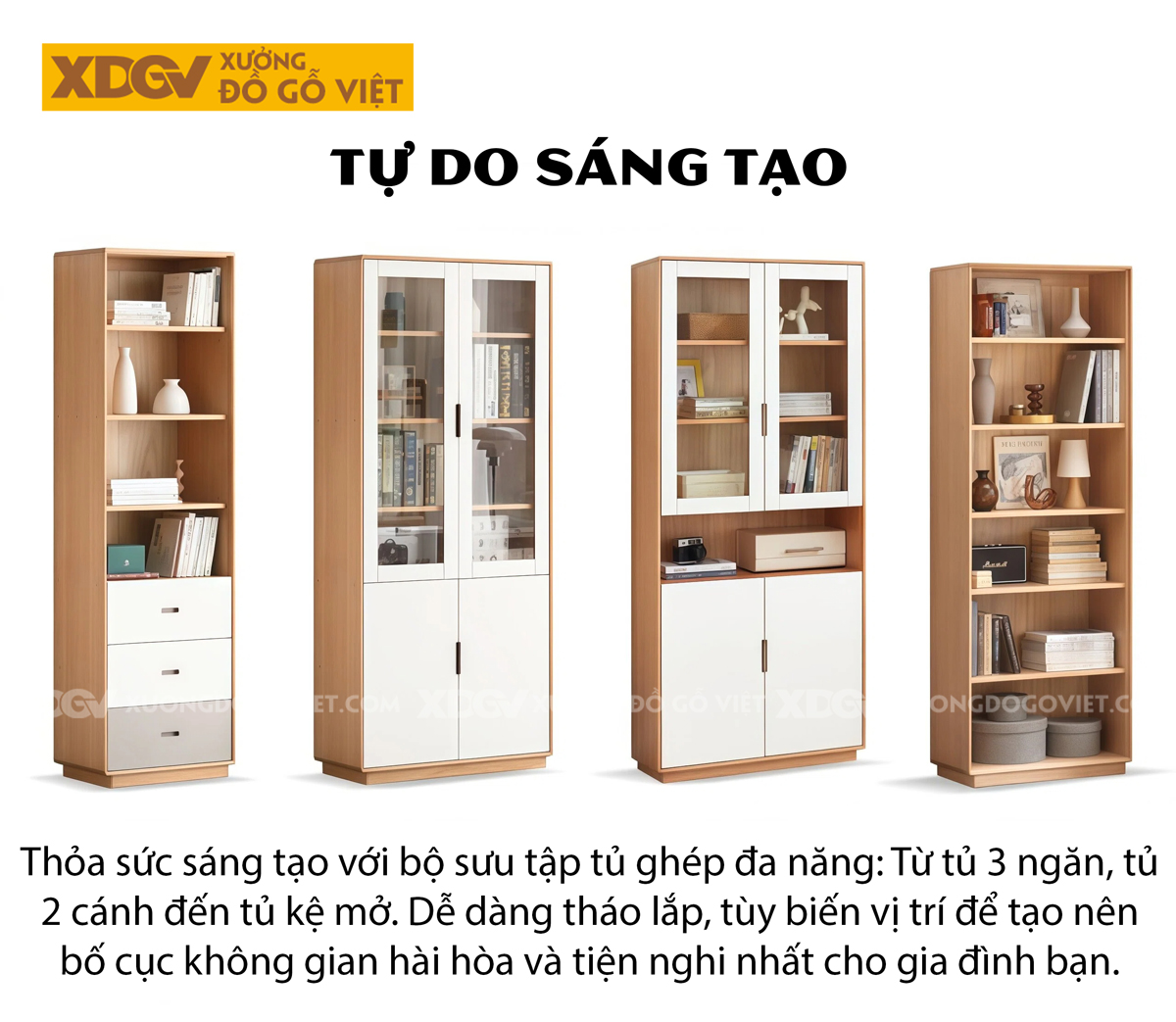 Mẫu Tủ Để Sách Văn Phòng Gỗ Sồi Mỹ Thiết Kế Kệ Mở Không Cánh