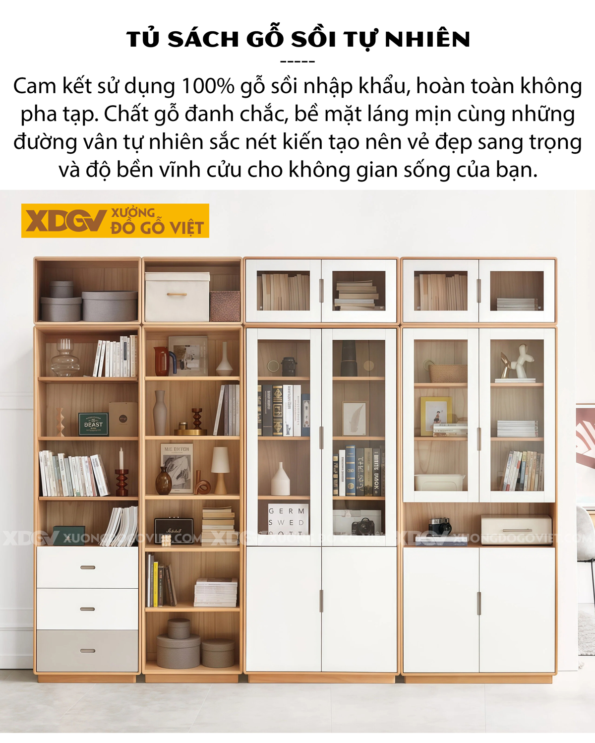 Mẫu Tủ Để Sách Văn Phòng Gỗ Sồi Mỹ Thiết Kế Kệ Mở Không Cánh