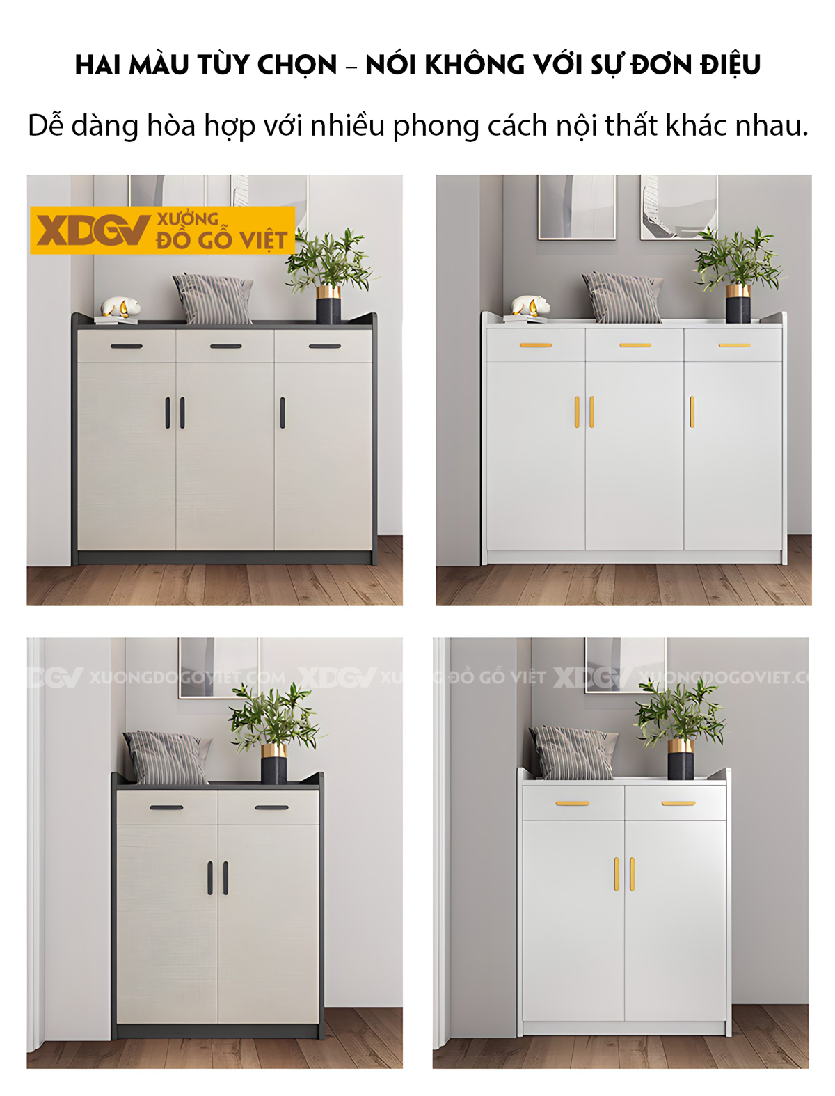 Mẫu Tủ Giày Dép MDF Hiện Đại Tối Giản Cho Phòng Khách