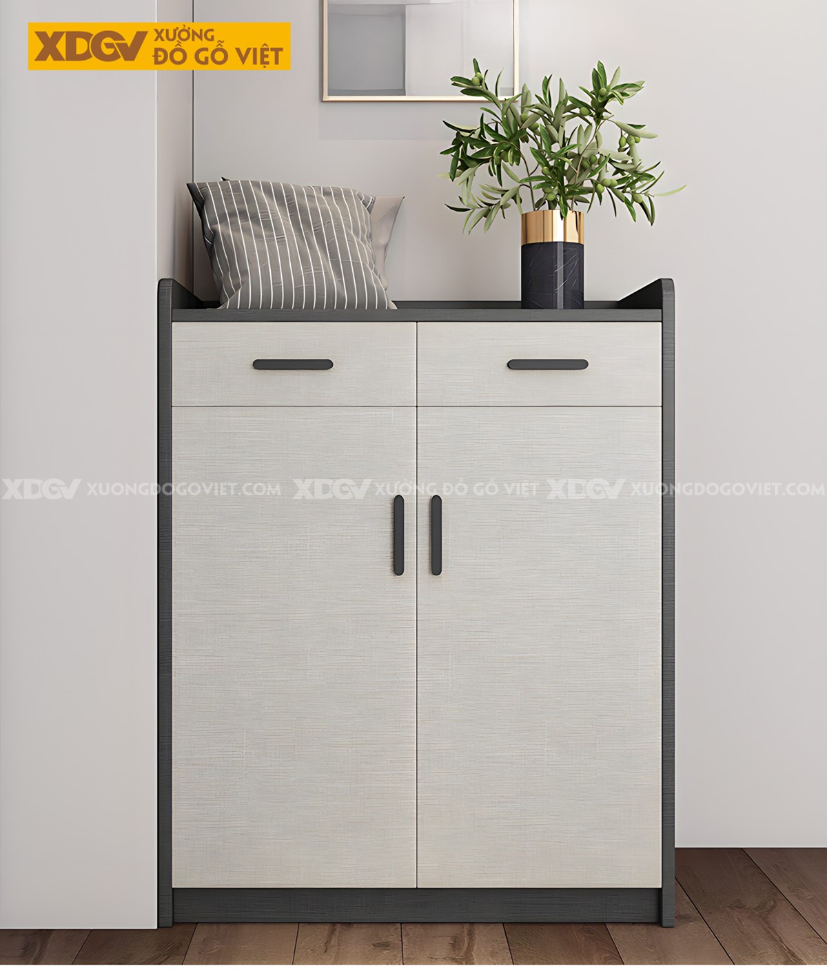 Mẫu Tủ Giày Dép MDF Hiện Đại Tối Giản Cho Phòng Khách