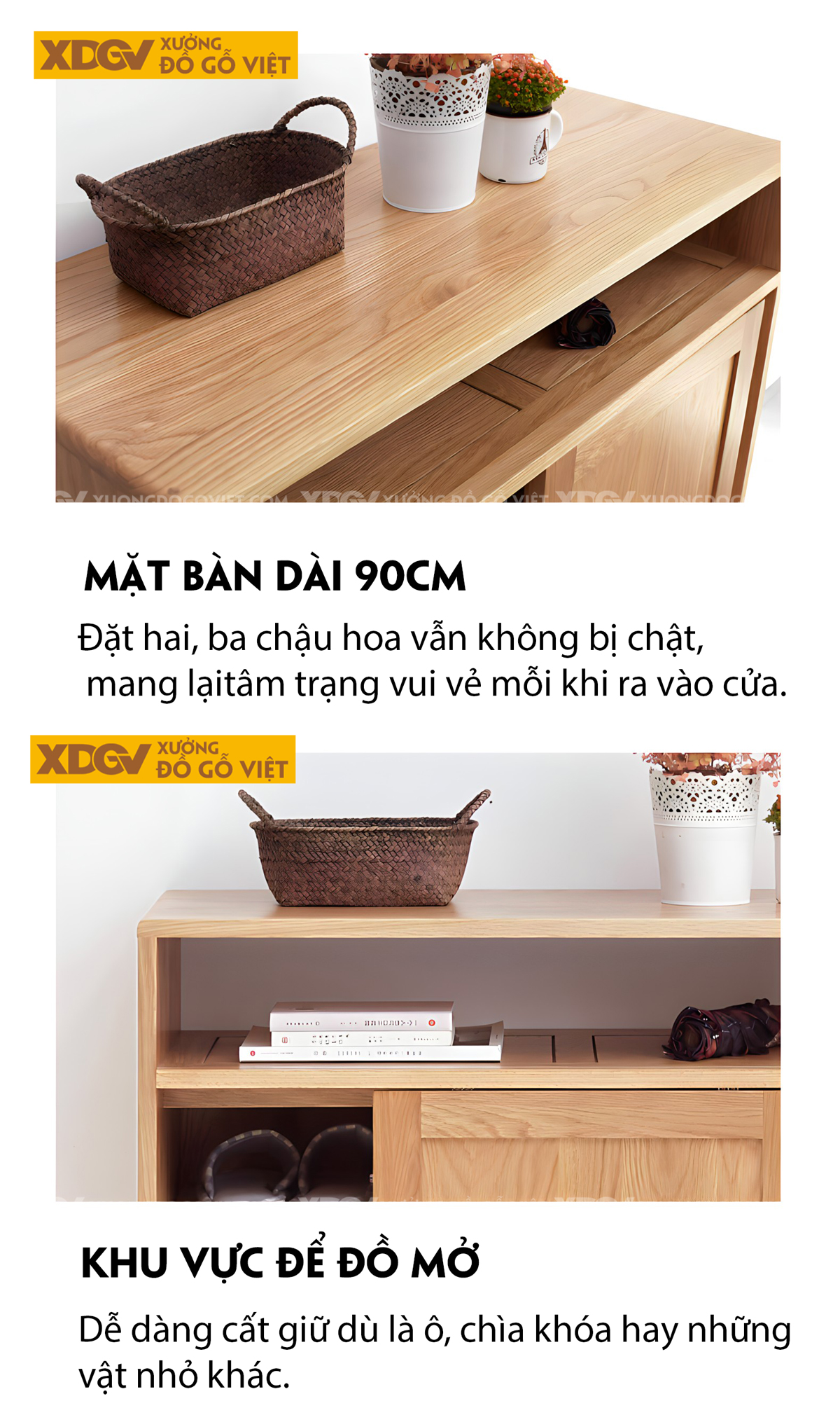 Mẫu Tủ Giày Gỗ Sồi Vân Đẹp Tự Nhiên 2 Cánh Trượt Tiện Lợi