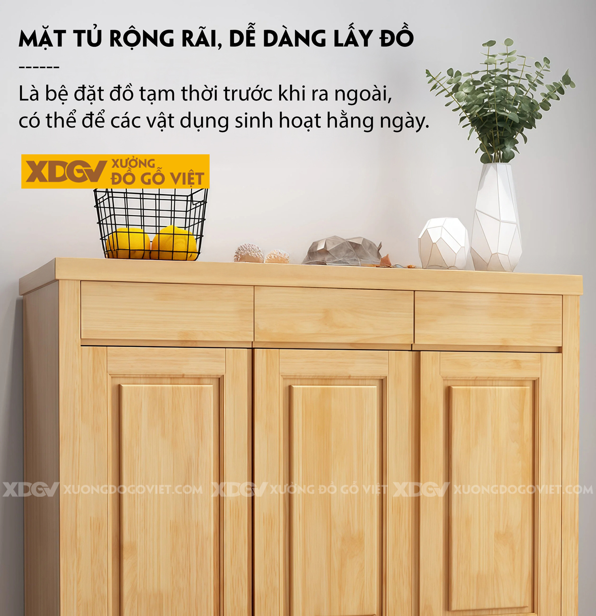 Mẫu Tủ Kệ Để Giày Gỗ Cao Su Cánh Phối Pano Bố Cục Linh Hoạt