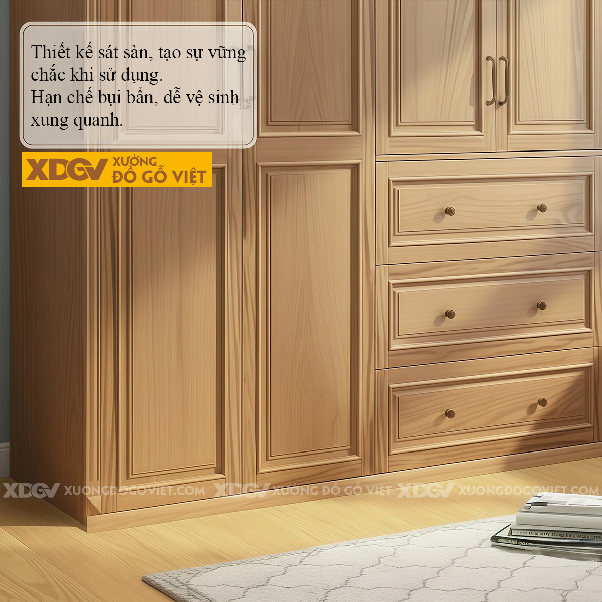 Mẫu Tủ Quần Áo Phòng Ngủ Gỗ Gõ Đỏ Tích Hợp Ngăn Kéo Đa Dạng