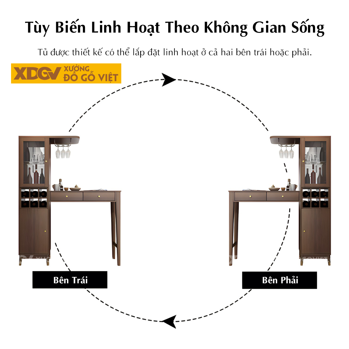 Mẫu Tủ Rượu Gỗ MDF Thiết Kế Bàn Bar Mini Phong Cách Châu Âu